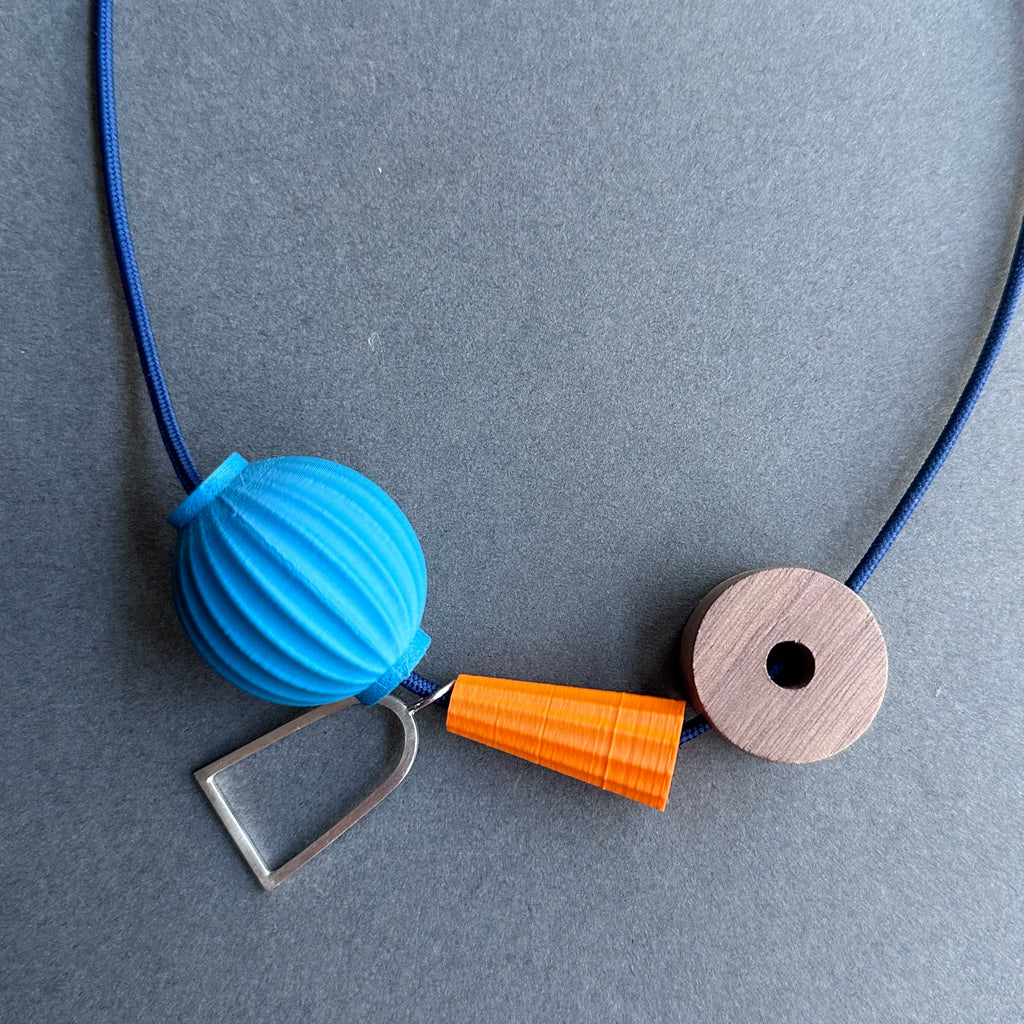 Shape & Form Necklace - Peacock & Tangerine #2