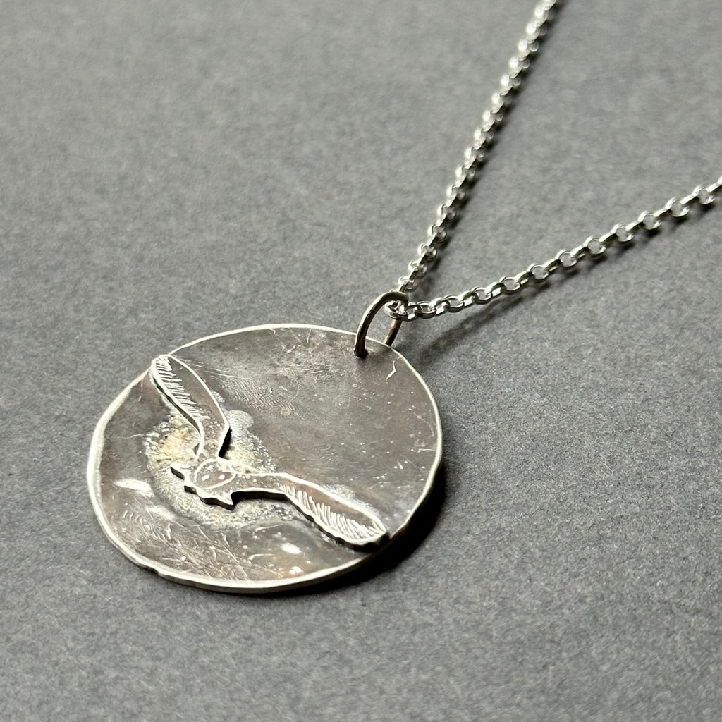 Sterling Silver Pendant - Barn Owl in the Mist