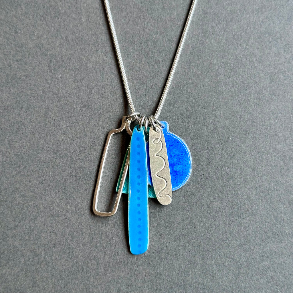 Cluster Pendant - Turquoise, Summer Blue & Blue Enamel