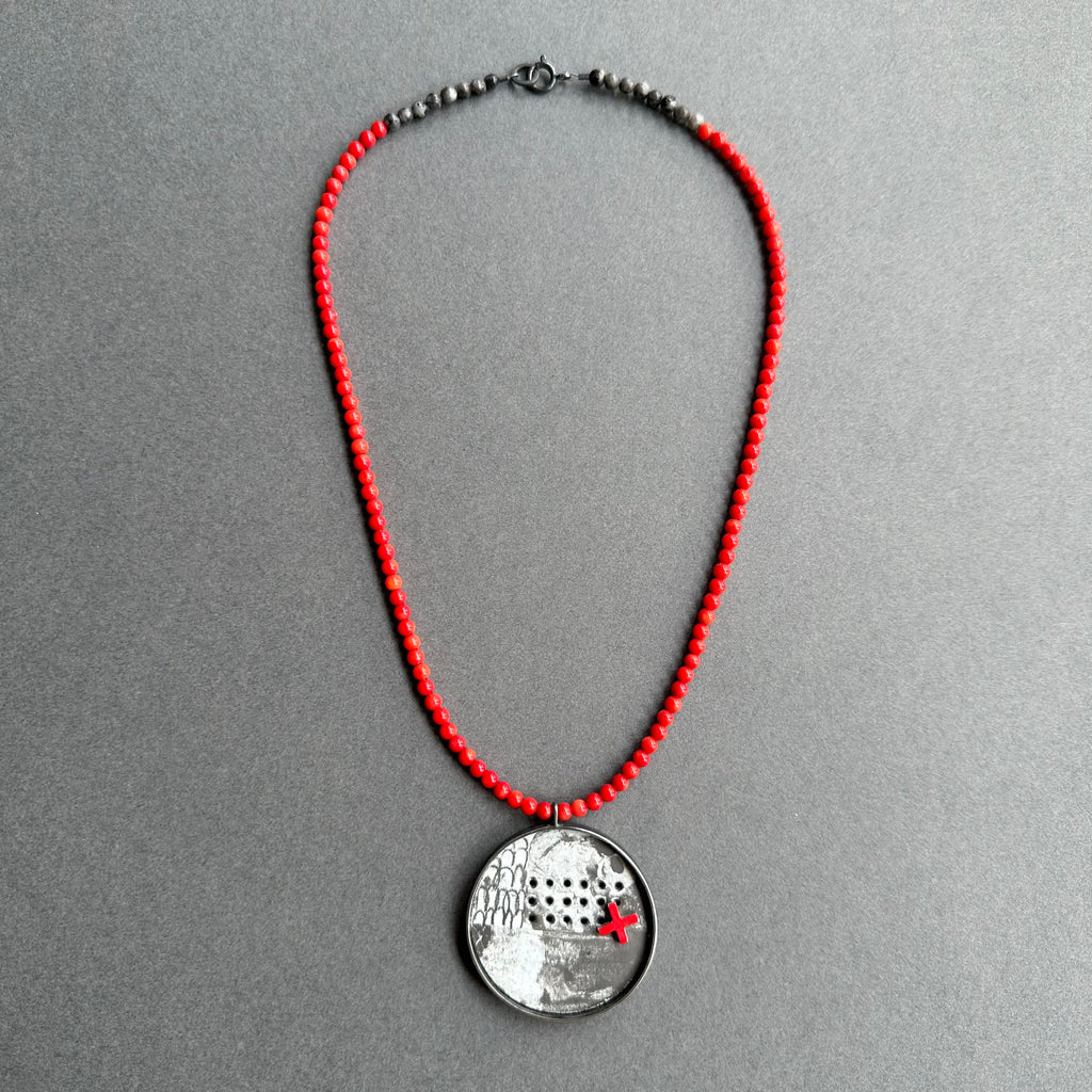 Pendant - Inlaid with Beaded Necklace