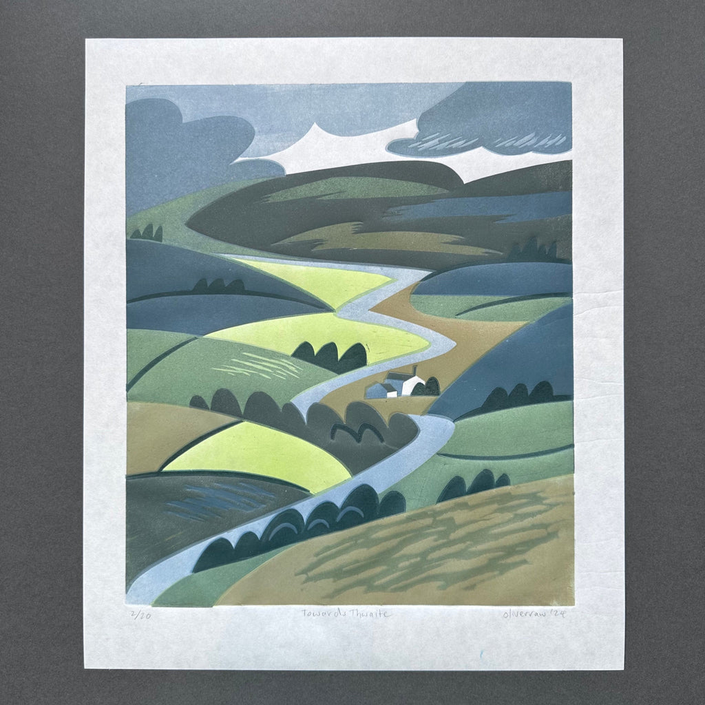 Linocut Print - Towards Thwaite - Unframed