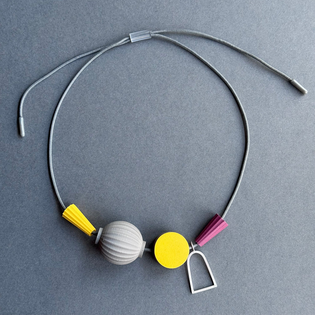 Shape & Form Necklace - Plum, Custard & Elephant #2