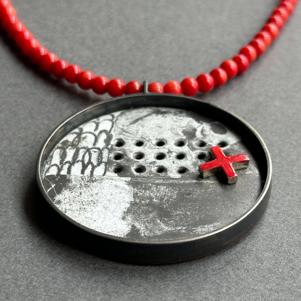 Pendant - Inlaid with Beaded Necklace