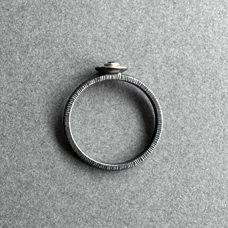 Ring - Oxidised Silver, Gold & Black Sapphire