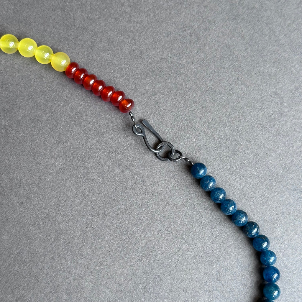 Necklace - Flotsam - Turquoise & Orange Enamel with Semi-precious Beads