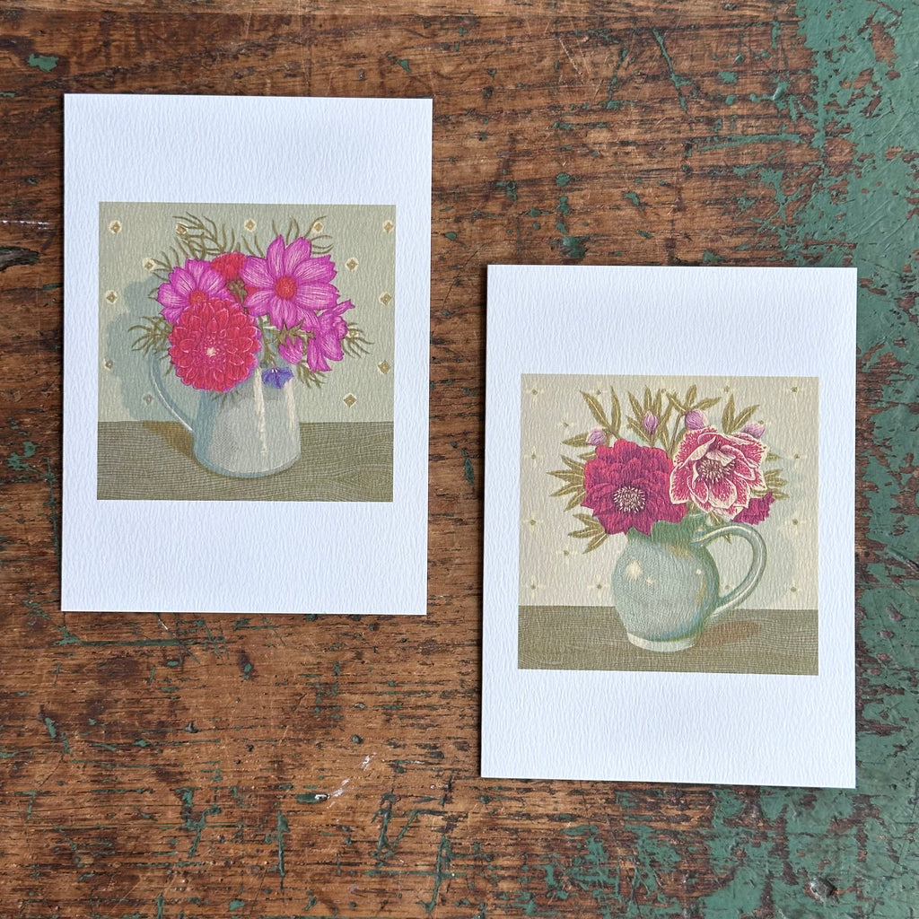 Notecards - Angie Lewin - Dahlia/Cosmos & Grey