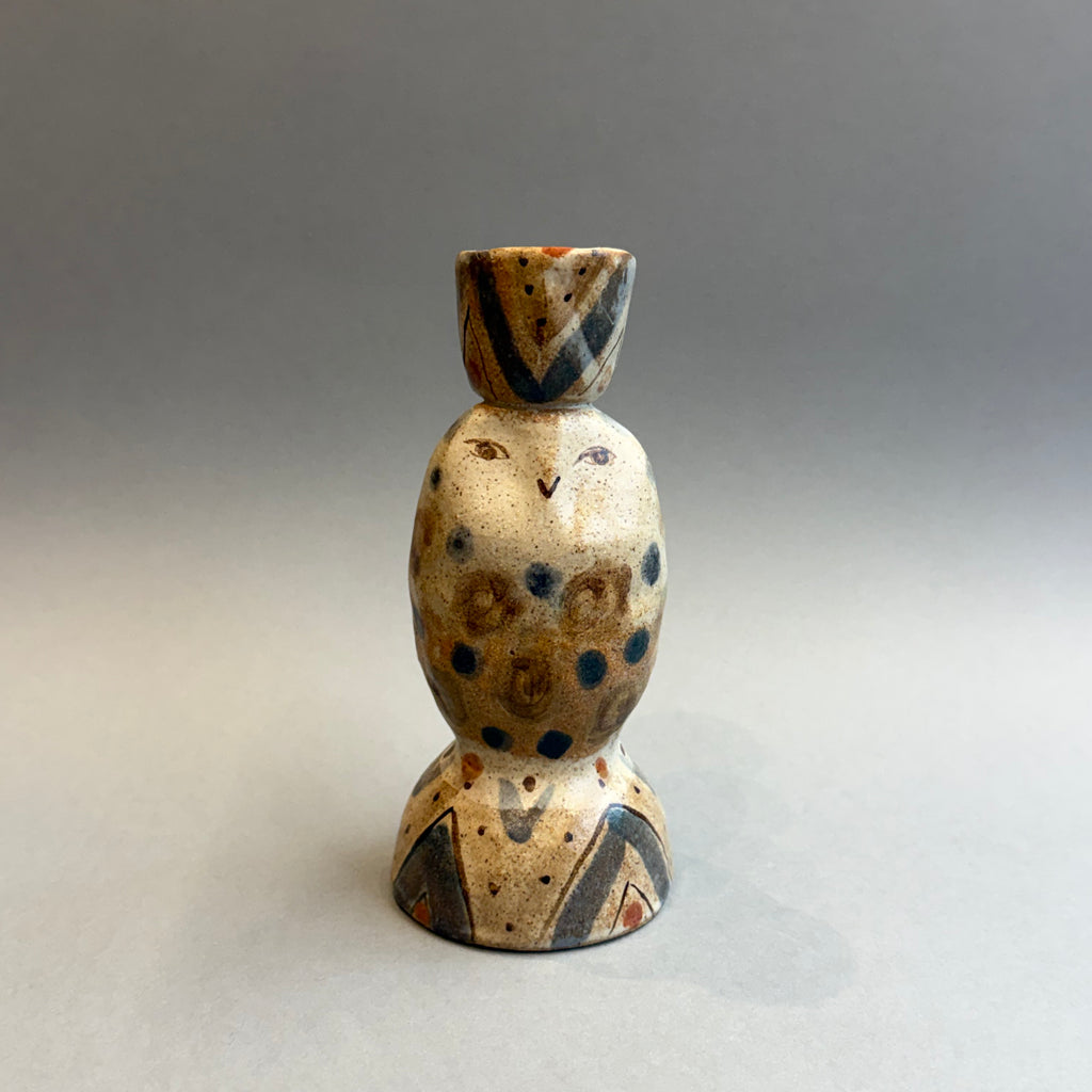 Stoneware Owl - Candle Holder - Tall #B