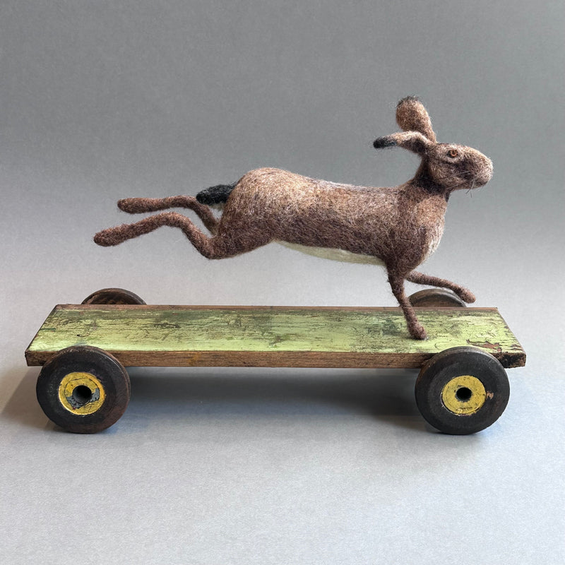 Needle Felted 'Running Hare' #B