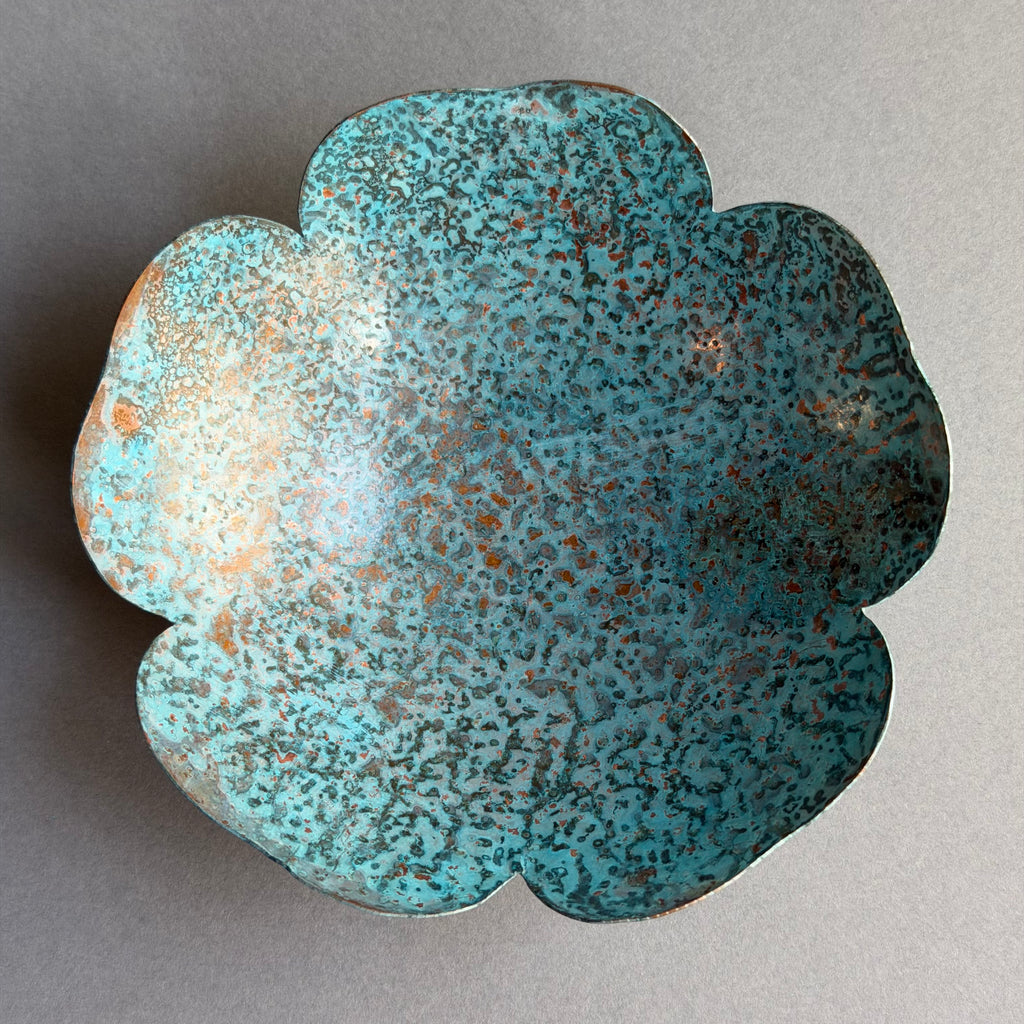Patinated Copper Petal Dish - 10.5cm