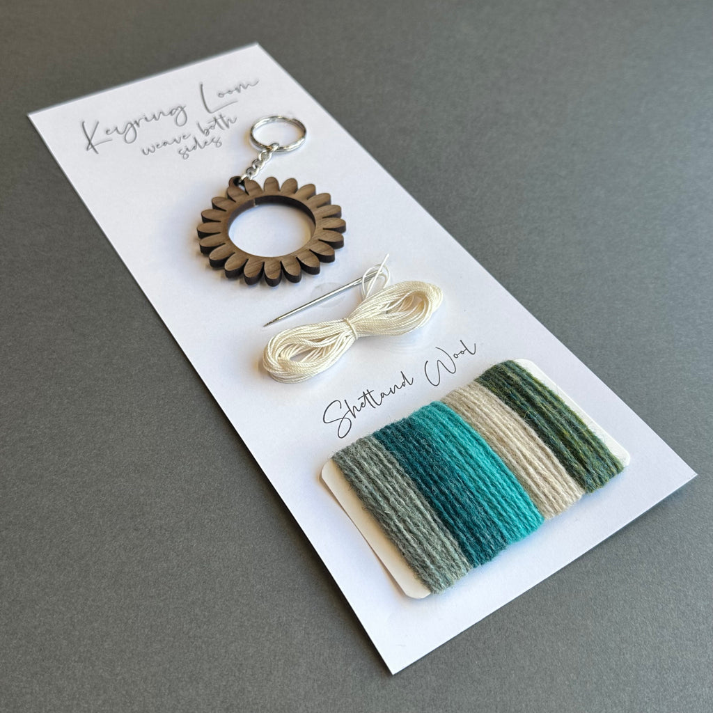 Keyring Kit - Flower - Shetland Wool - Greens
