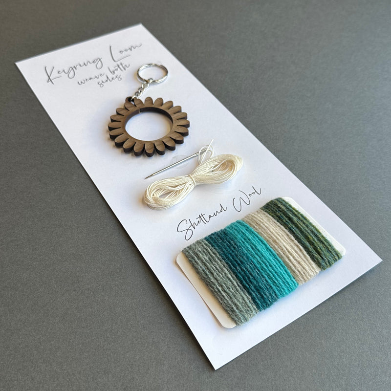 Keyring Kit - Flower - Shetland Wool - Greens