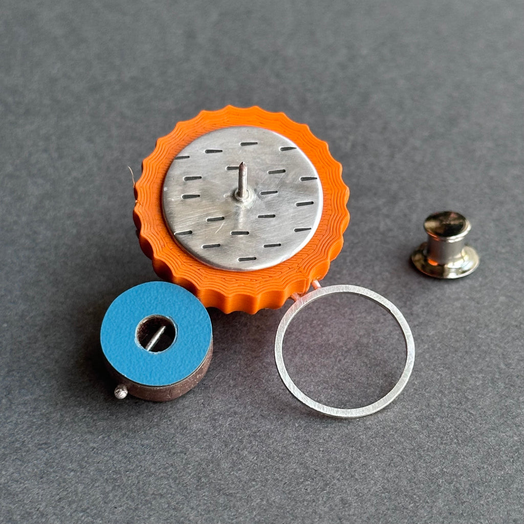 Shape & Form Brooch - Peacock & Tangerine