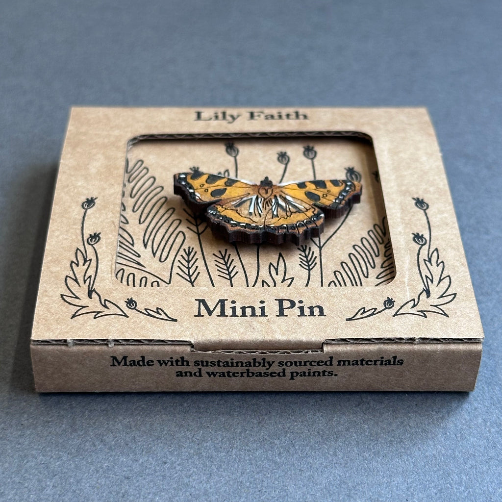 Mini Pin Brooch - Tortoiseshell Butterfly