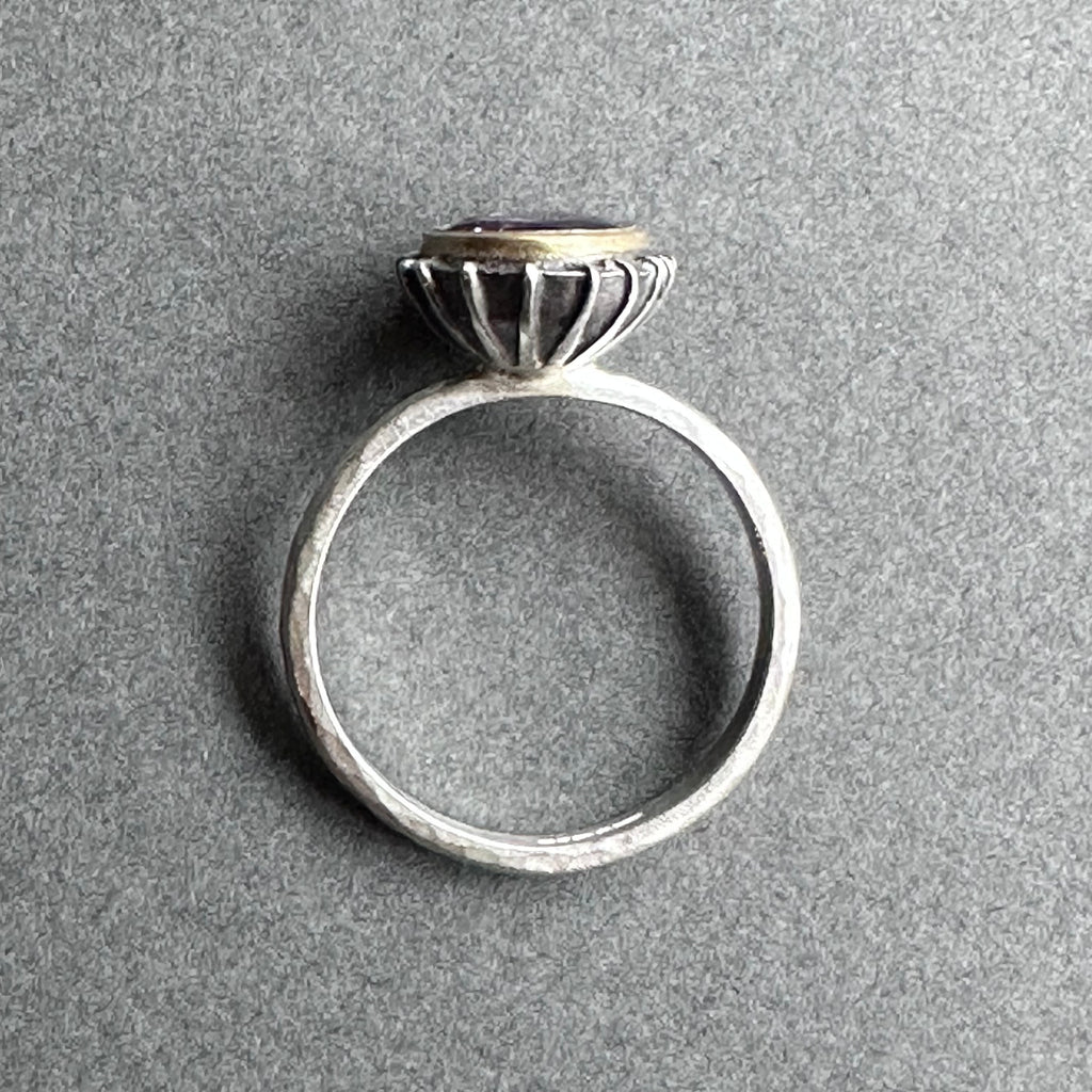 Ring - Silver, Oxidised Silver, Gold & Purple Amethyst