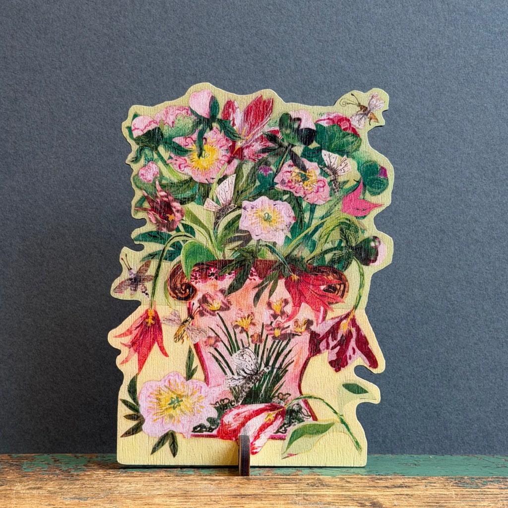 Wooden Keepsake with Greeting Card - Tulips & Peonies
