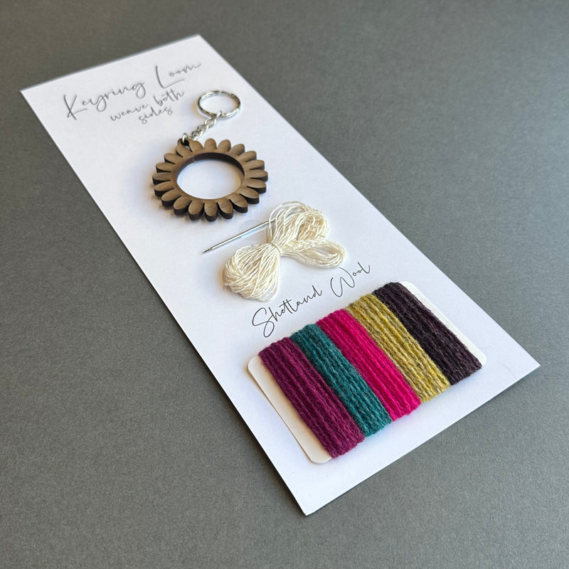 Keyring Kit - Flower - Shetland Wool - Pinks