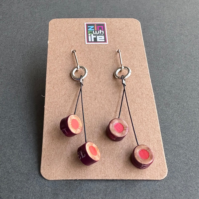 Cherry Pencil Earrings - Red