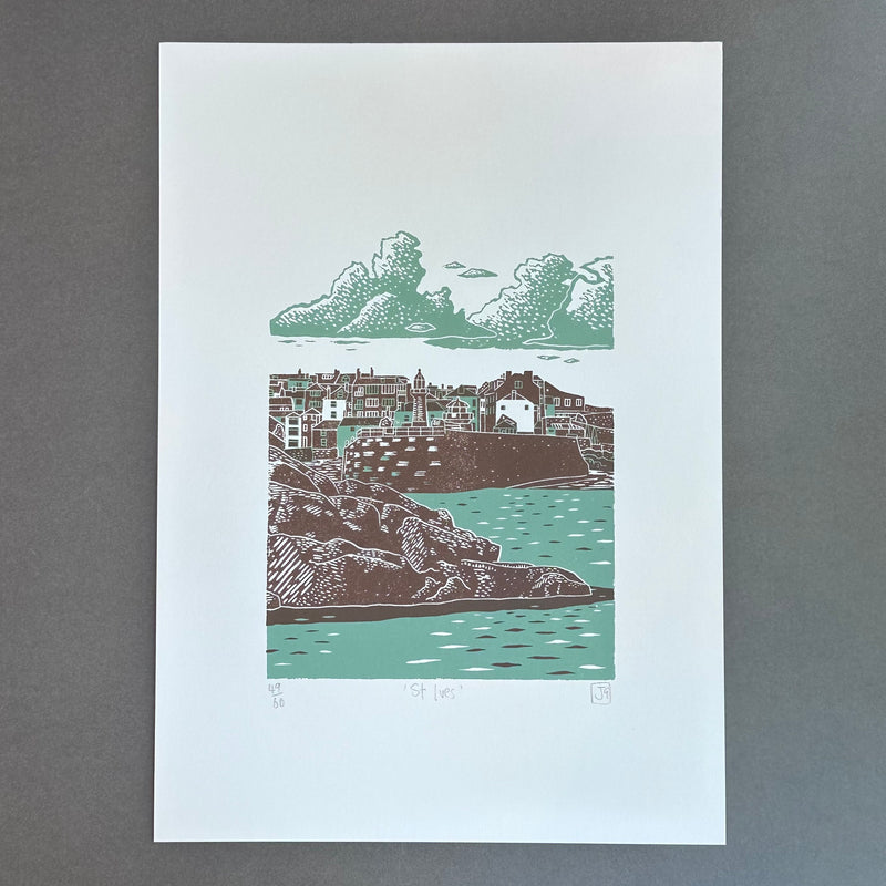 A3 - St Ives - Linocut/Screen Print - Unframed