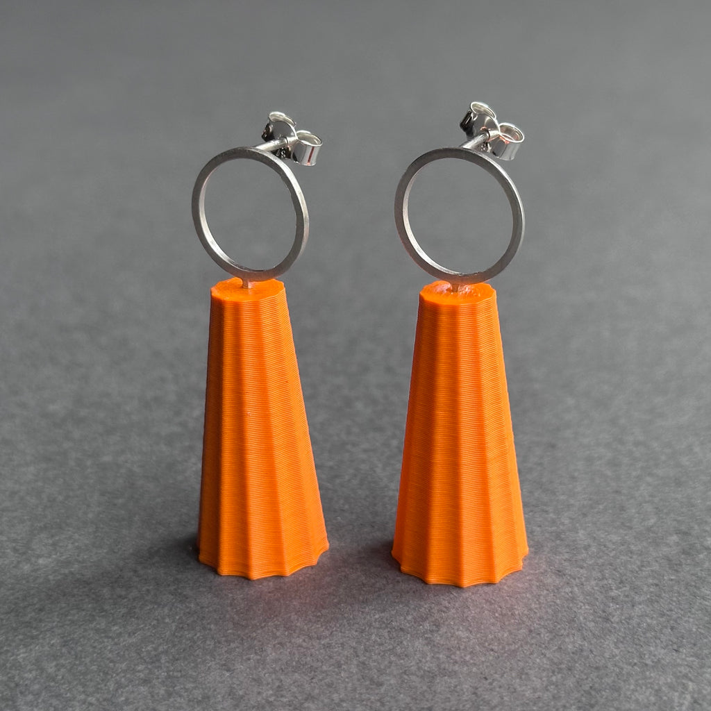 Form Earrings - Silver Circle - Large - Tangerine