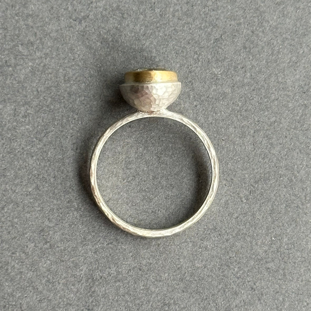Ring - Silver, Gold & Green Amethyst