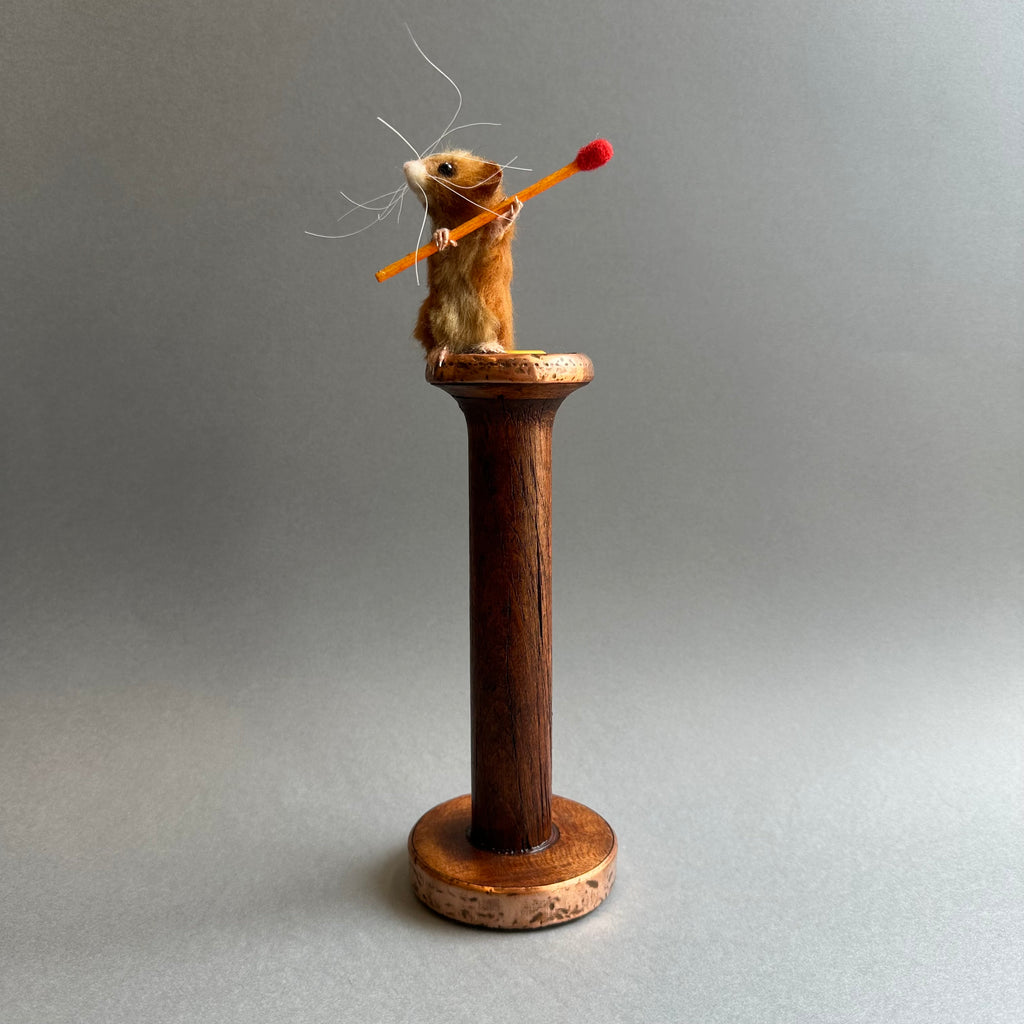 Needle Felted Mouse on a Candlestick ‘Dixie’