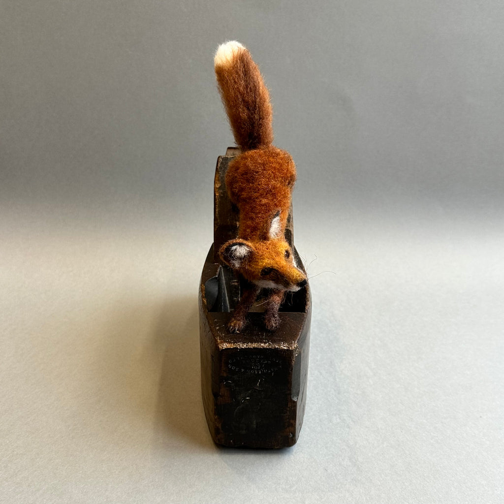 Needle Felted Fox ‘Bramble’ on a Vintage Plane