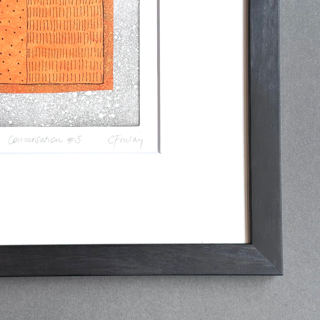 Etching - Conversation #5 - Orange - Framed