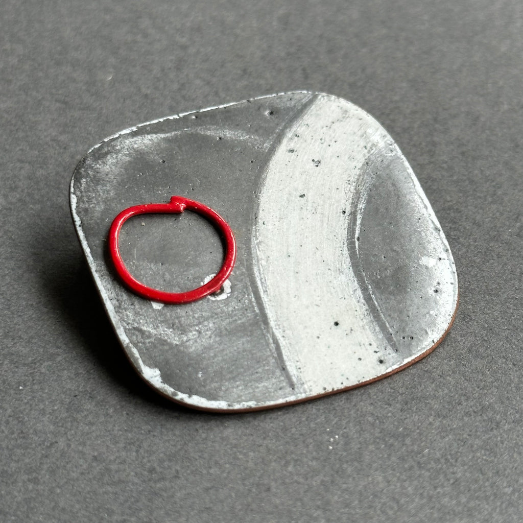 Brooch - Square with Red Circle #A