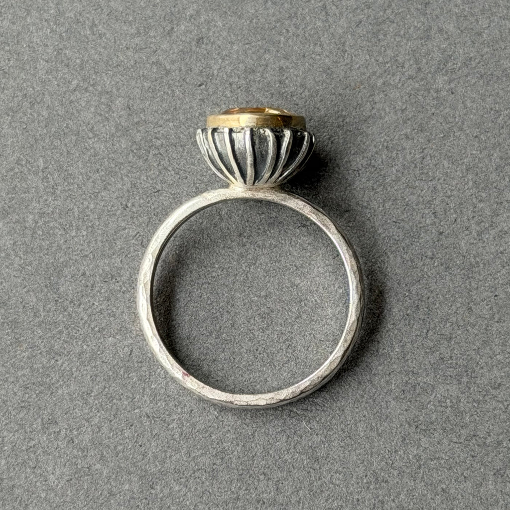 Ring - 8mm - Silver, Oxidised Silver, Gold & Citrine