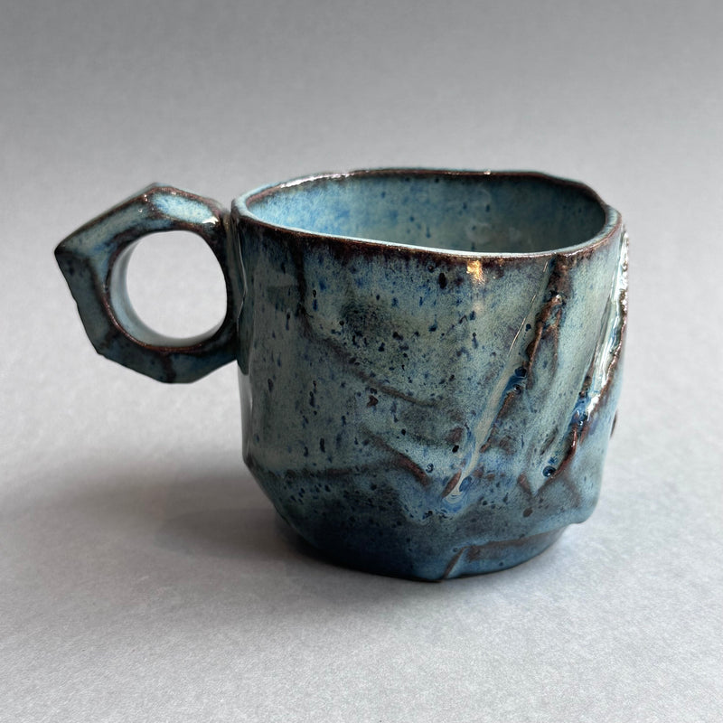 Kurinuki Mug - Blue Rutlie Glaze #C