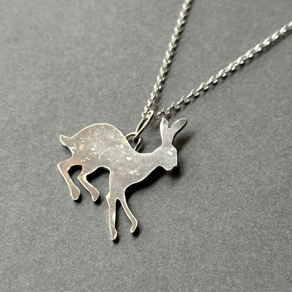 Sterling Silver Pendant - Large Running Hare