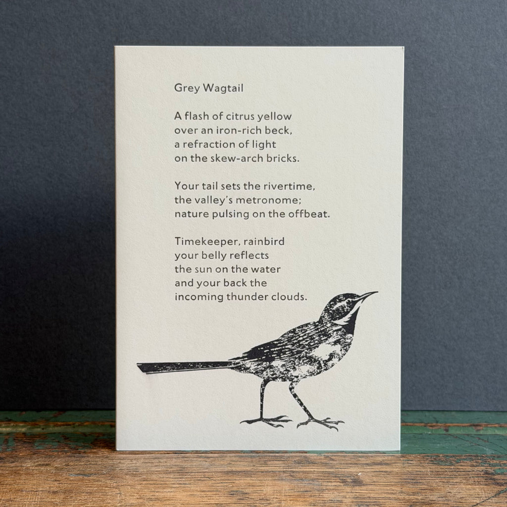 Letterpress Bird G/Card - Grey Wagtail