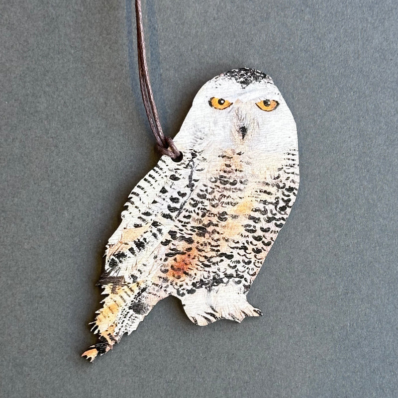 Wooden Decoration - Snowy Owl, Right Facing