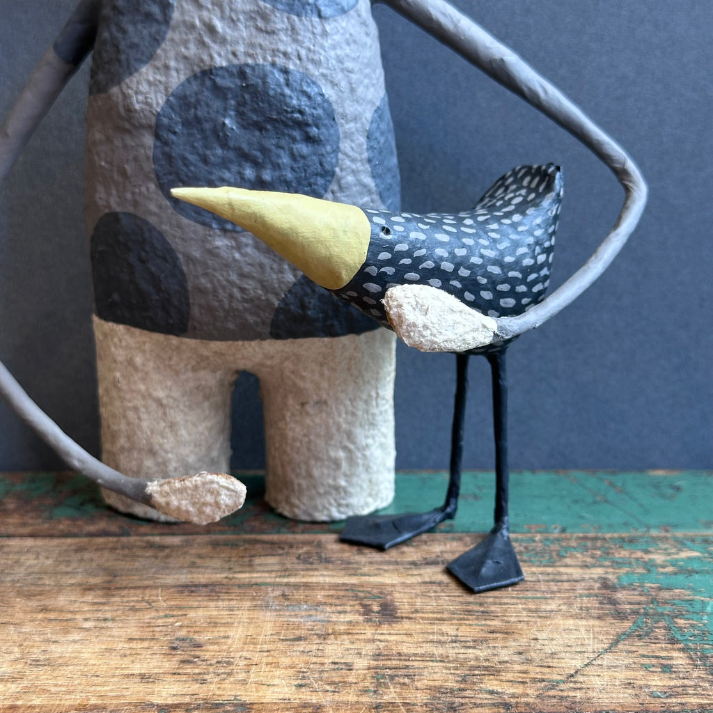 Paper Mache Sculpture - Harper the King with Hilda Bird