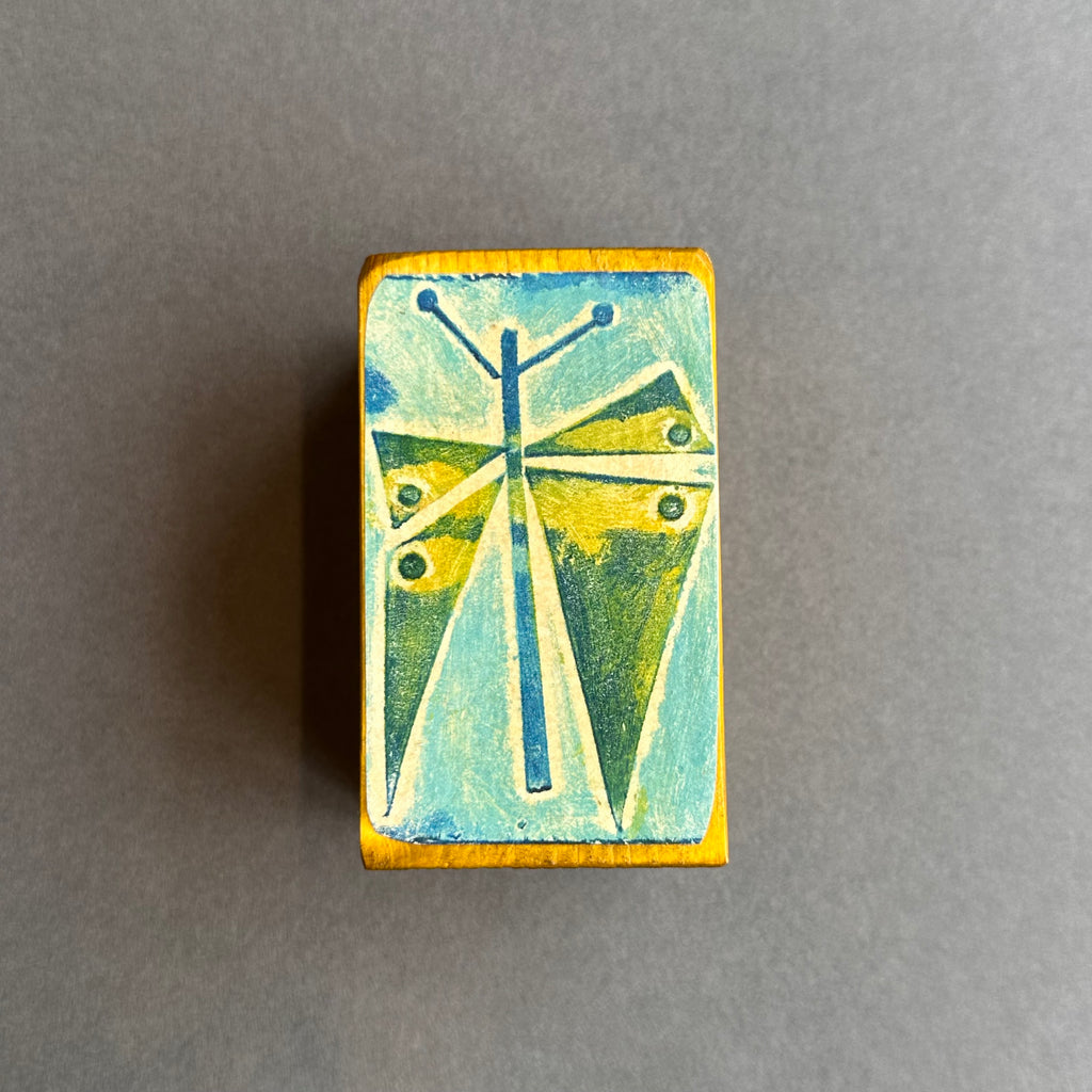 Collagraph Block ‘Butterfly’ Green/Blue/Yellow