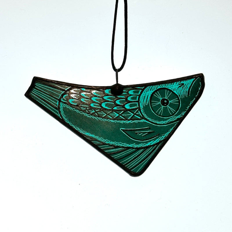 Stained Glass - Fish - Tiny (Emerald) #E