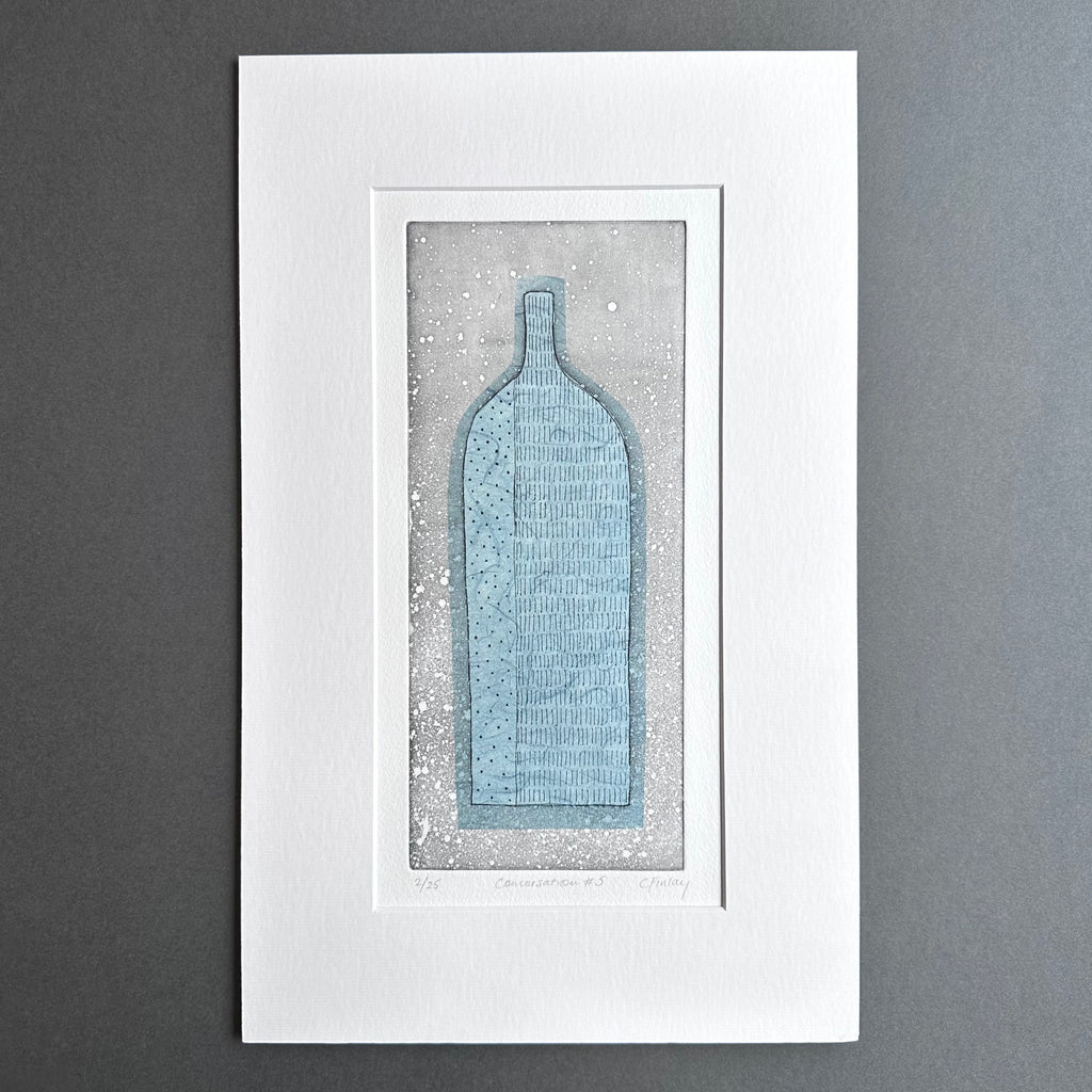 Etching -Conversation #5 - Blue - Unframed