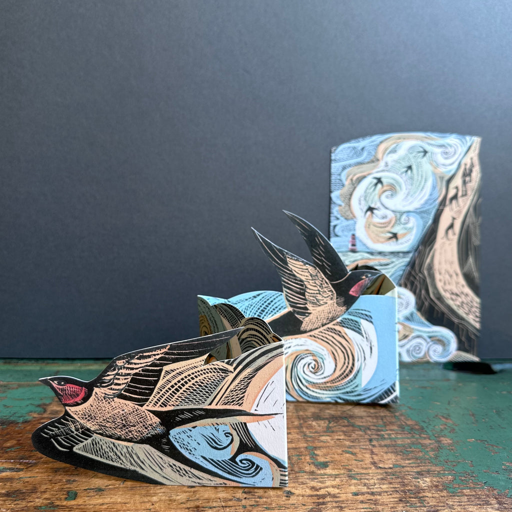 Die-Cut Card - Angela Harding - Cornish Swallows