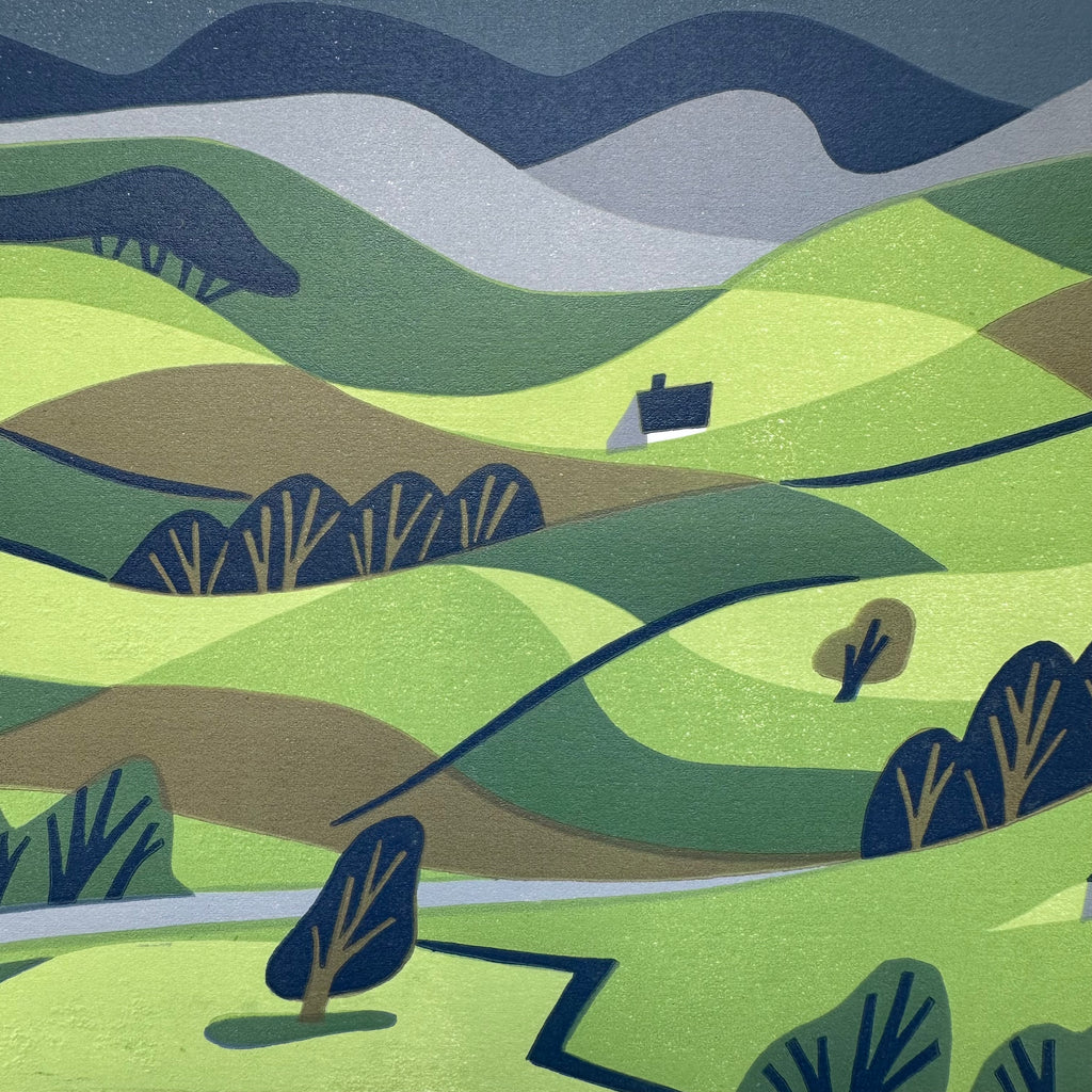 Linocut Print - Yorkshire Moorlands - Unframed