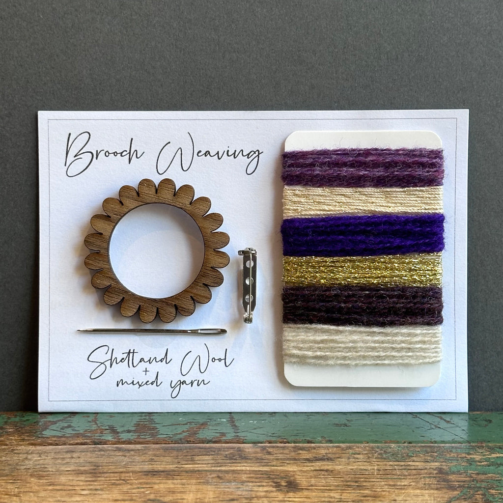 Brooch Kit - Flower - Shetland Wool - Purples