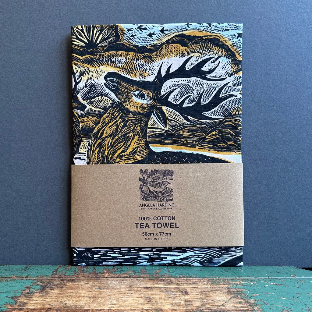 Angela Harding Tea Towel ‘Knepp Red Deer’