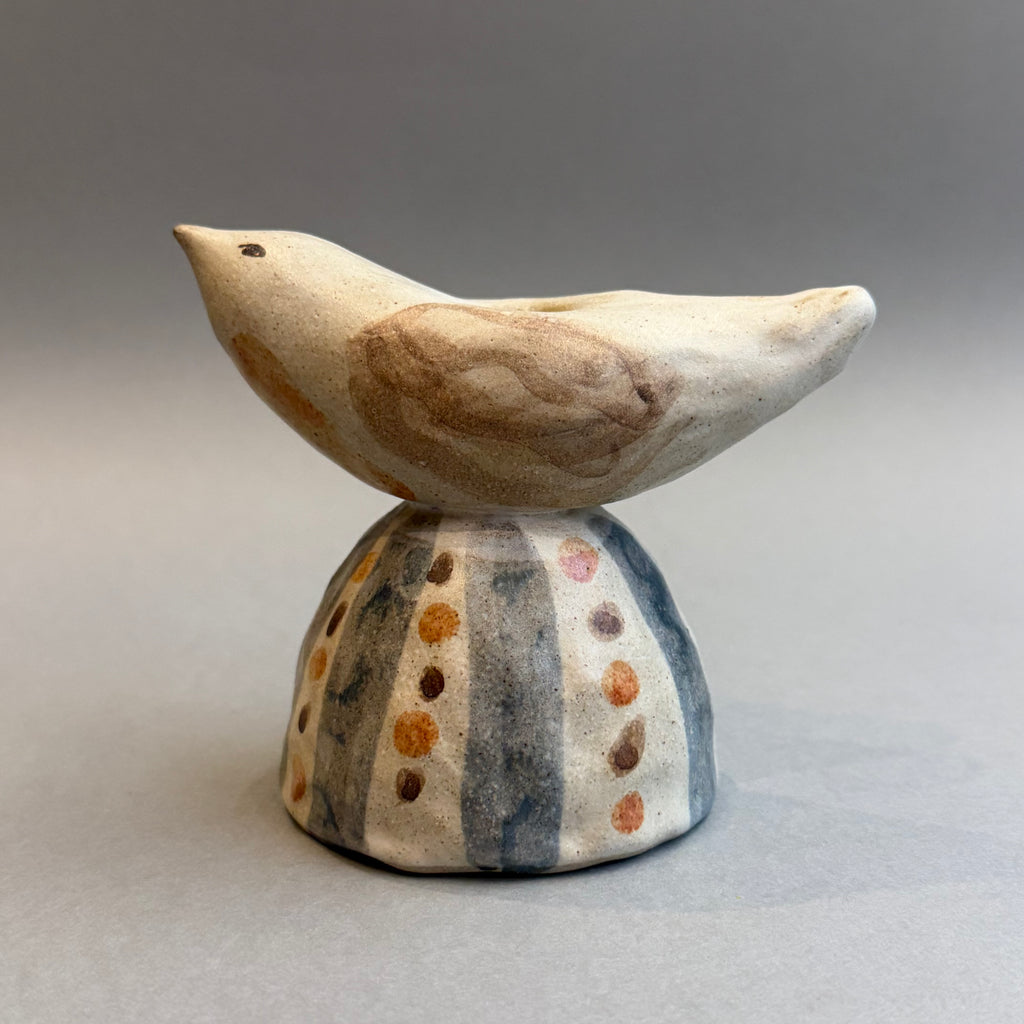Stoneware Bird - Candle Holder - Small #C