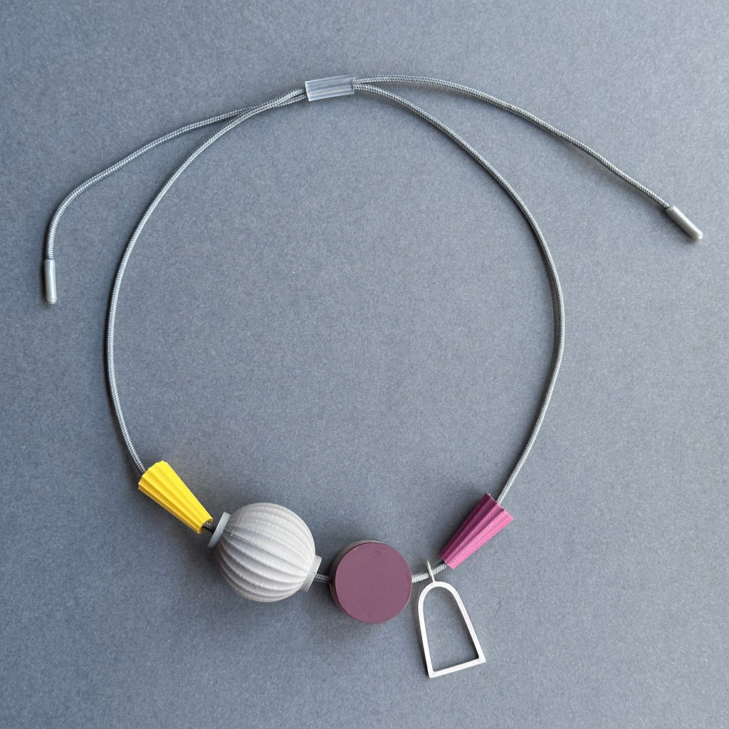 Shape & Form Necklace - Plum, Custard & Elephant #2