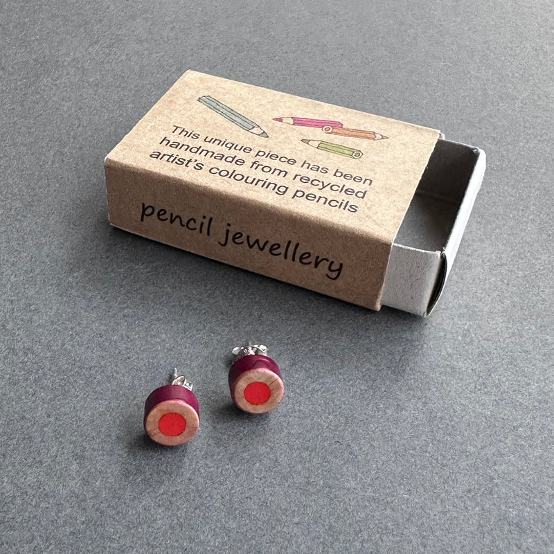 Pencil Stud Earrings - Red