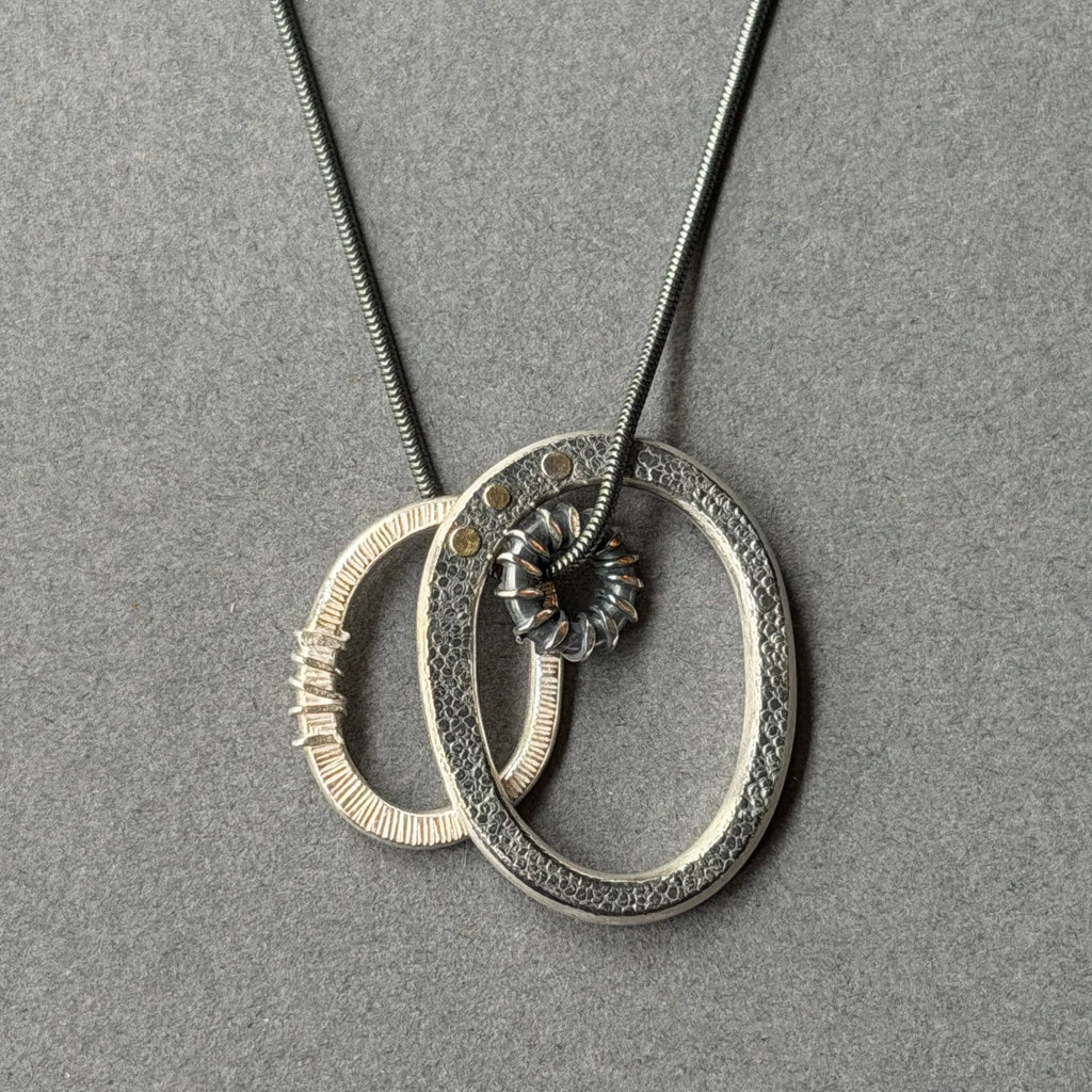 Landscape Necklace - Silver, Oxidised Silver & Gold