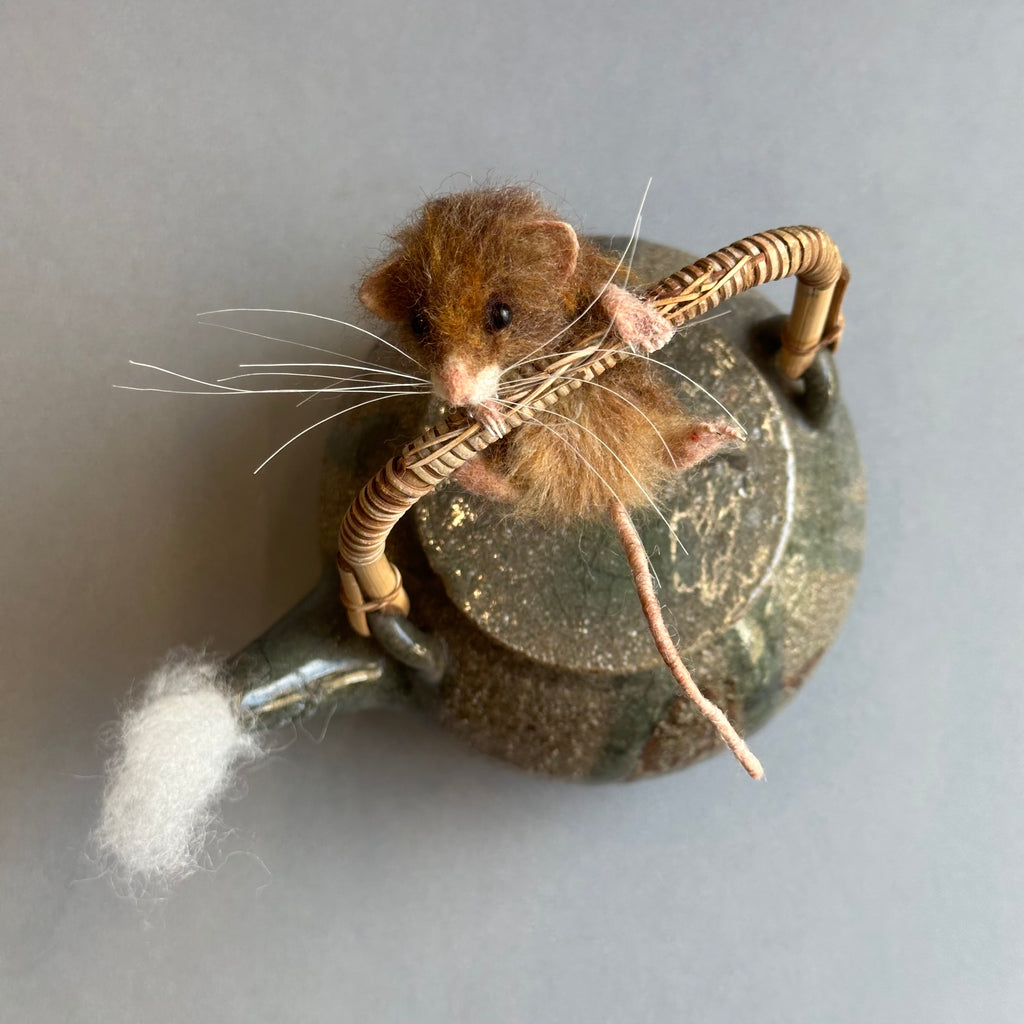 Needle Felted Mouse on a Teapot ‘Brooke’