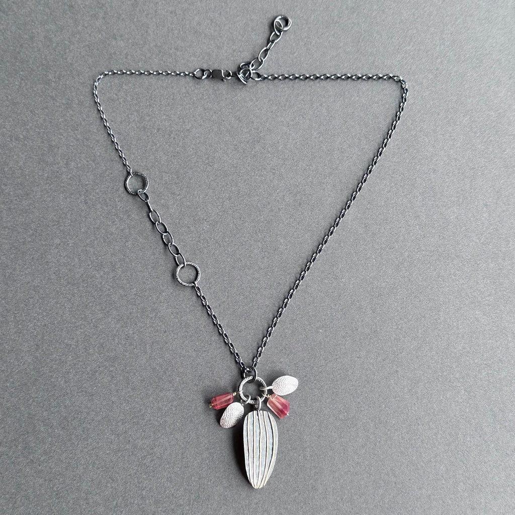 Bug Necklace - Oxidised Silver, Gold & Andesine Labradorite