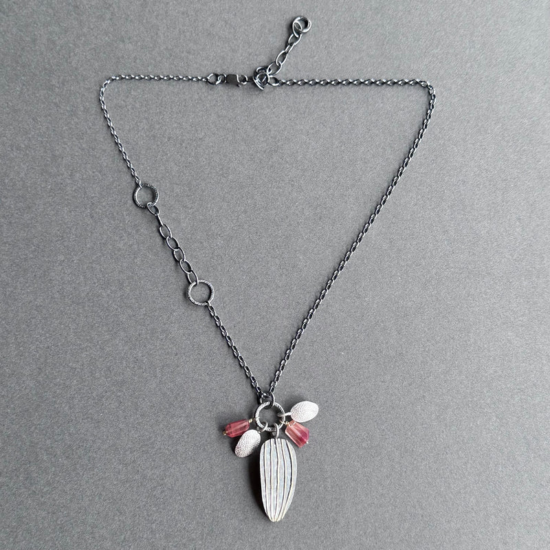 Bug Necklace - Oxidised Silver, Gold & Andesine Labradorite