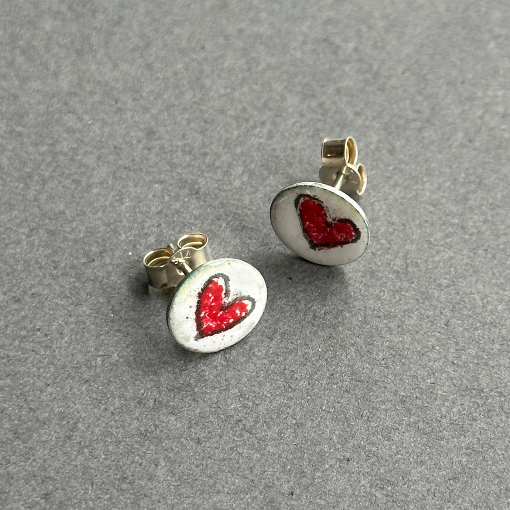 Earrings Red Heart Studs