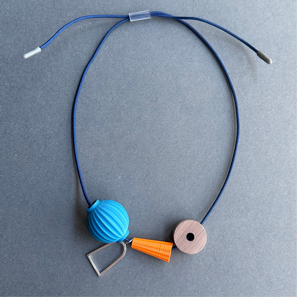 Shape & Form Necklace - Peacock & Tangerine #2